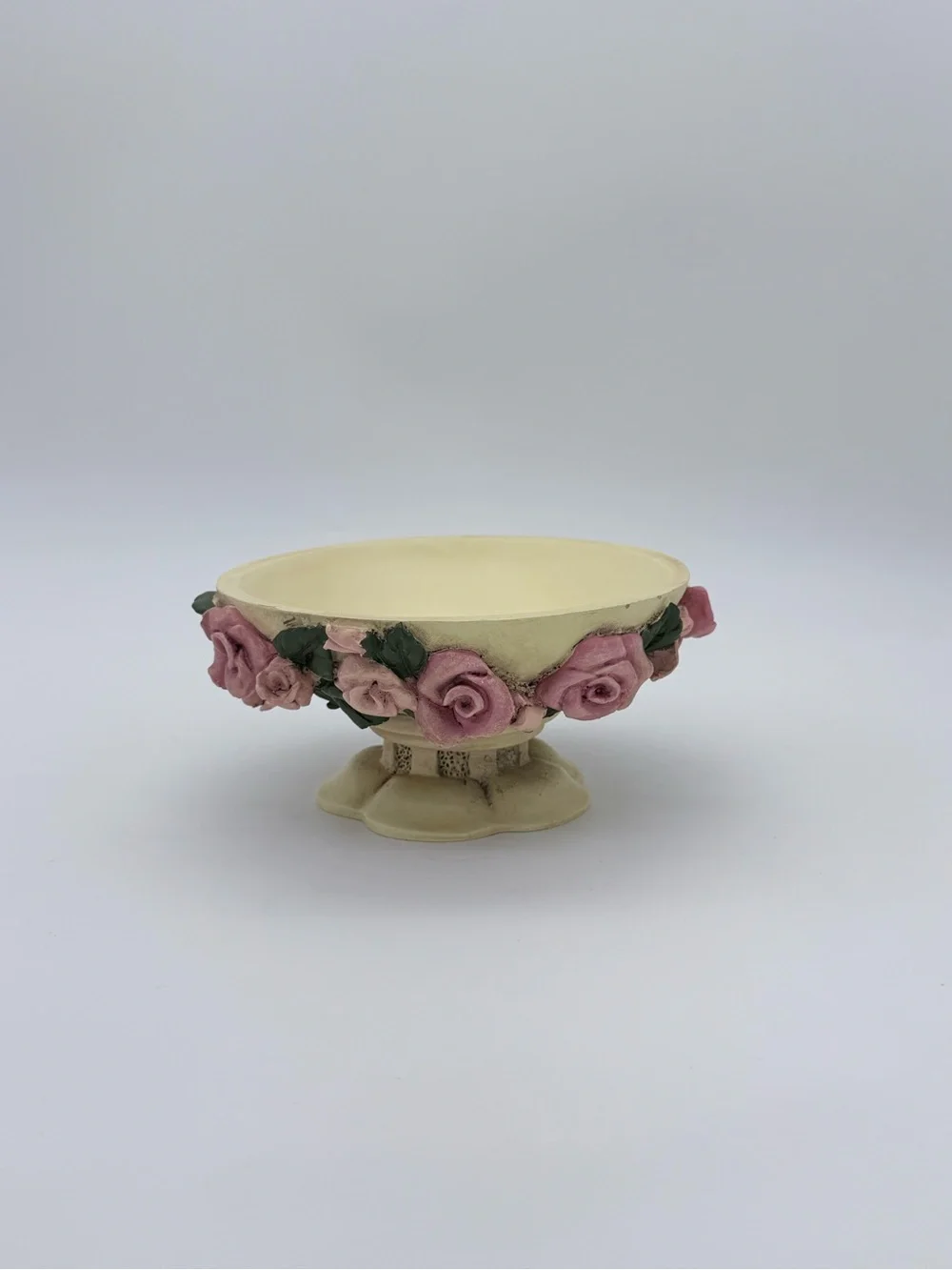 1990’s Vtg. Accents Pedestal Resin Rose Bowl Centerpiece Cottagecore Decor - NIB